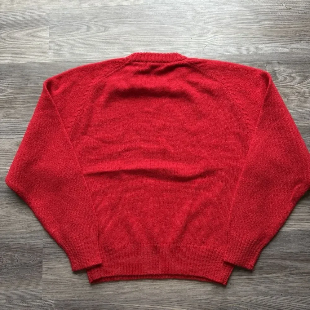 VTG 80s Eddie Bauer 100% Shetland Wool Red Crew Neck Sweater Mens XL NWT